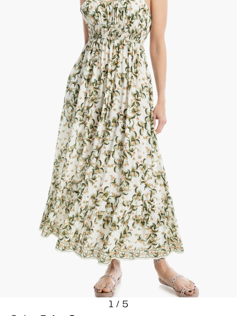 NWT Beautiful Max Studio London Floral Smocked White Sundress